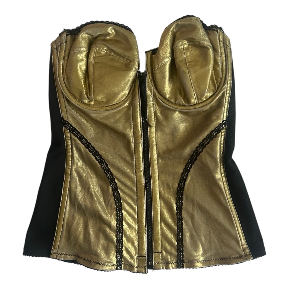 Vintage Gold and Black Corset Top Boustier